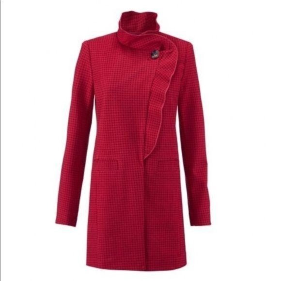 CAbi Red Houndstooth Celebration Jacket Coat - Picture 1 of 16